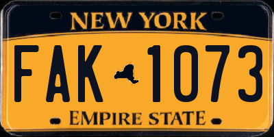 NY license plate FAK1073