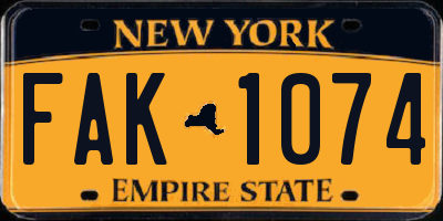 NY license plate FAK1074