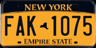 NY license plate FAK1075