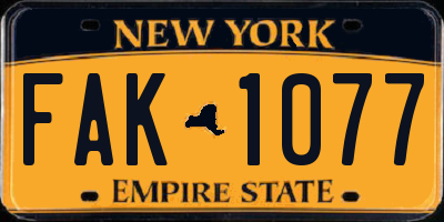 NY license plate FAK1077