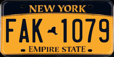 NY license plate FAK1079