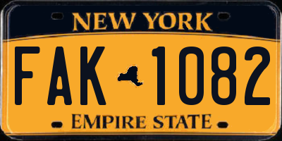 NY license plate FAK1082