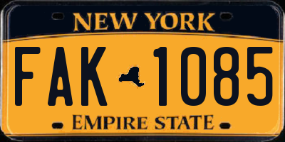 NY license plate FAK1085