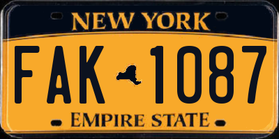 NY license plate FAK1087