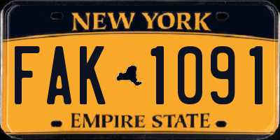 NY license plate FAK1091