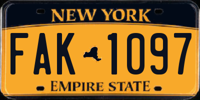 NY license plate FAK1097