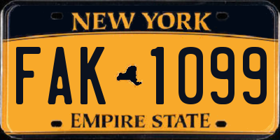 NY license plate FAK1099