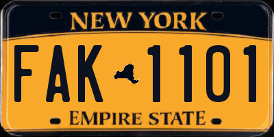 NY license plate FAK1101