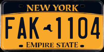 NY license plate FAK1104