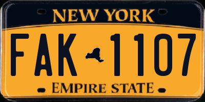 NY license plate FAK1107