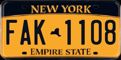 NY license plate FAK1108