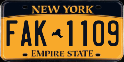 NY license plate FAK1109