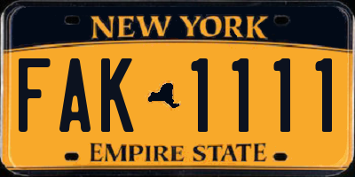 NY license plate FAK1111