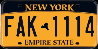 NY license plate FAK1114