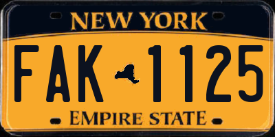 NY license plate FAK1125