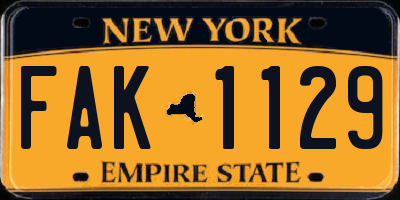 NY license plate FAK1129