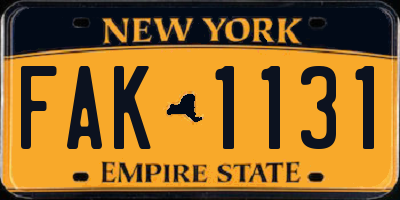 NY license plate FAK1131