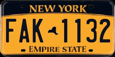 NY license plate FAK1132