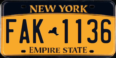 NY license plate FAK1136