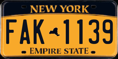 NY license plate FAK1139