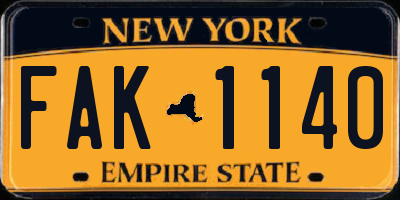 NY license plate FAK1140