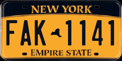 NY license plate FAK1141