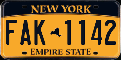 NY license plate FAK1142