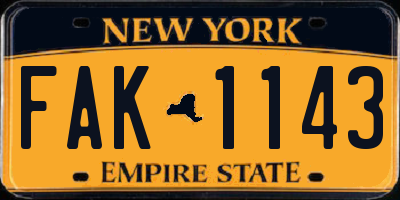 NY license plate FAK1143