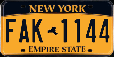 NY license plate FAK1144