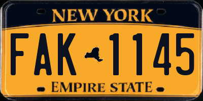 NY license plate FAK1145