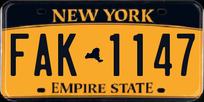 NY license plate FAK1147