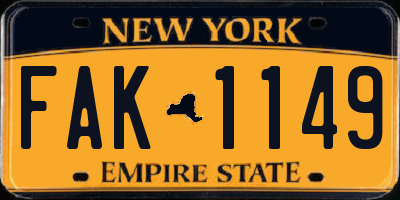 NY license plate FAK1149