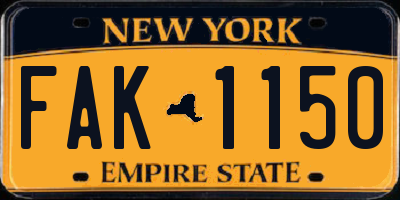 NY license plate FAK1150