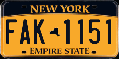 NY license plate FAK1151