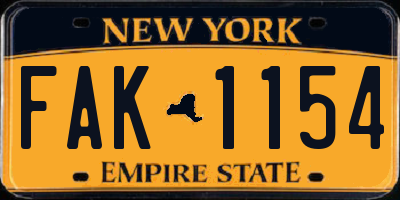 NY license plate FAK1154