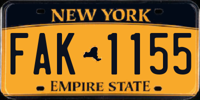 NY license plate FAK1155