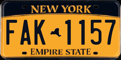 NY license plate FAK1157