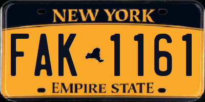 NY license plate FAK1161