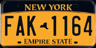 NY license plate FAK1164