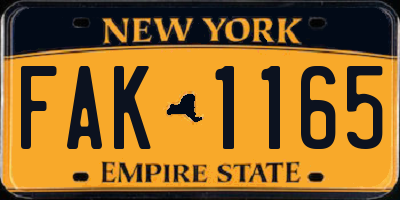 NY license plate FAK1165