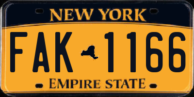 NY license plate FAK1166