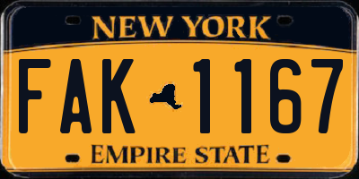 NY license plate FAK1167