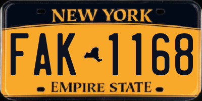 NY license plate FAK1168