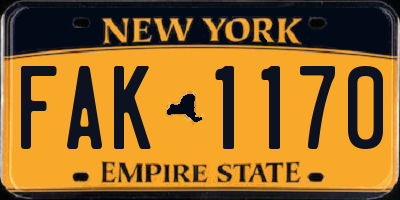 NY license plate FAK1170