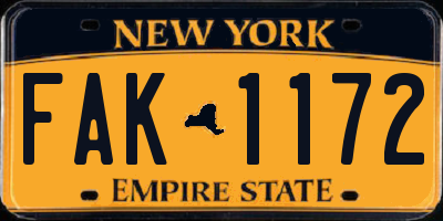 NY license plate FAK1172