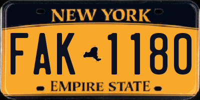 NY license plate FAK1180