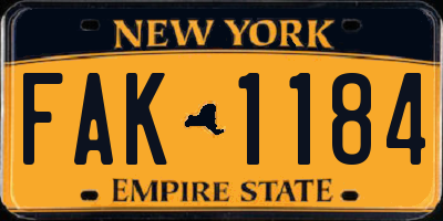 NY license plate FAK1184