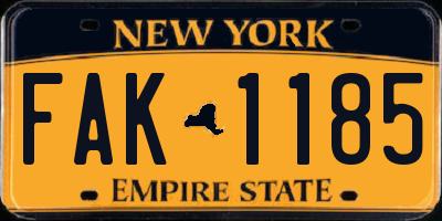 NY license plate FAK1185