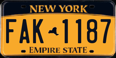 NY license plate FAK1187