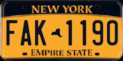 NY license plate FAK1190